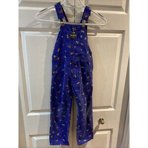 Vintage OshKosh B'Gosh Boys Blue Boats Overalls Size 6 Made in Canada 1990s